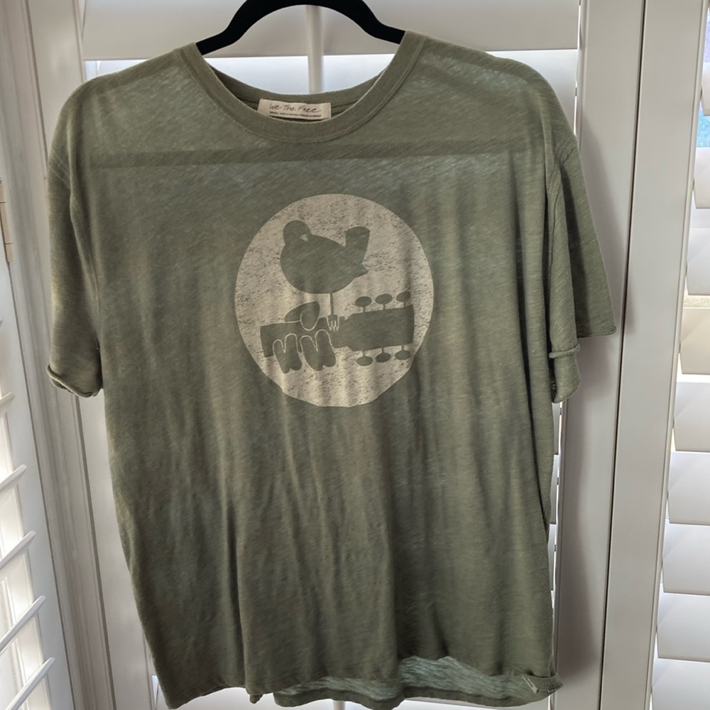 Free People We the Free Woodstock graphic t tee shirt. Medium. Olive green.